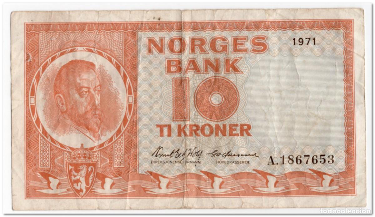 Billetes extranjeros: NORWAY,10 KRONOR,1971,P.31f,aF