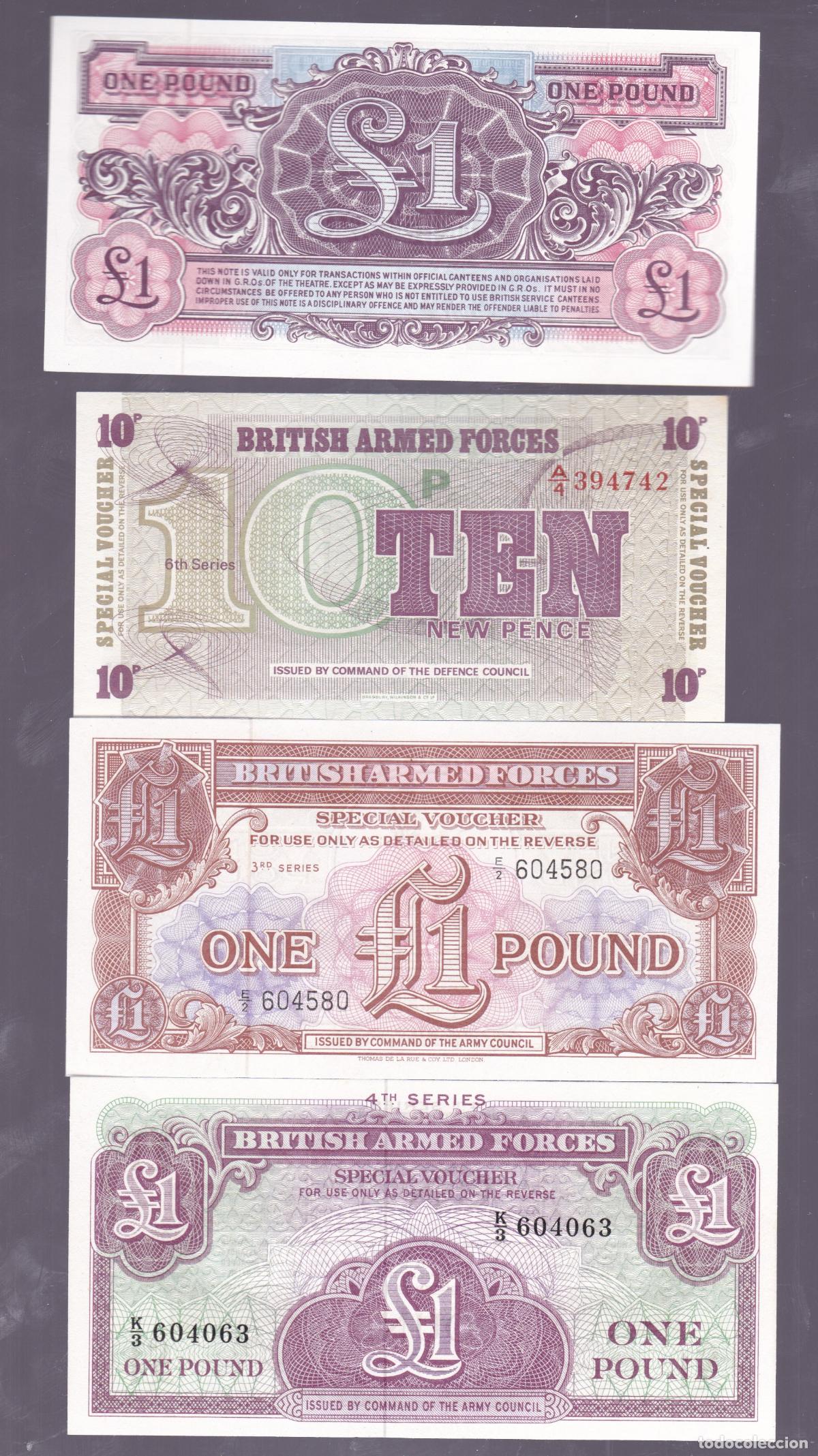 Billetes extranjeros: F6-19- Lote Billetes FUERZAS ARMADAS BRITANICAS . Sin Circular