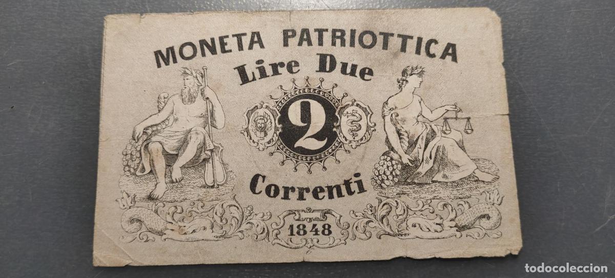 Banconote internazionali: ITALIA VENEZIA VENECIA 2 LIRE 2 LIRAS 1848 MONETA PATRIOTTICA