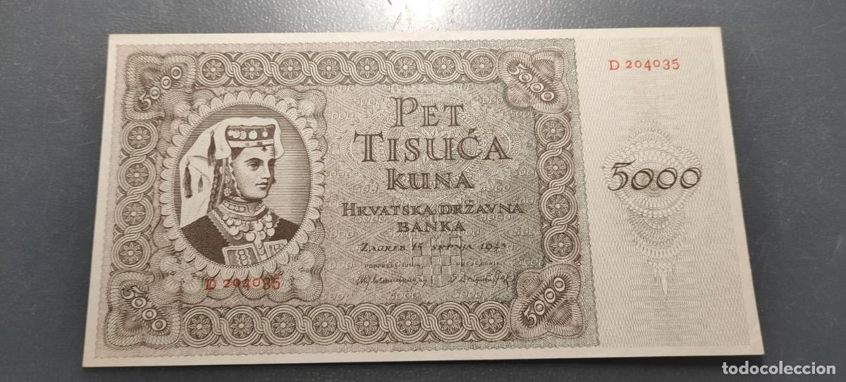 Billetes extranjeros: CROACIA CROATIA 5000 KUNA 1943 P-14 EBC+
