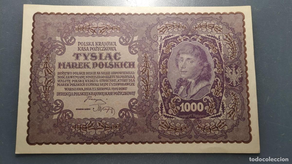 Billetes extranjeros: POLONIA POLAND 1000 MAREK POLKICH 23/08/1919 P-29 SERIE I SC-