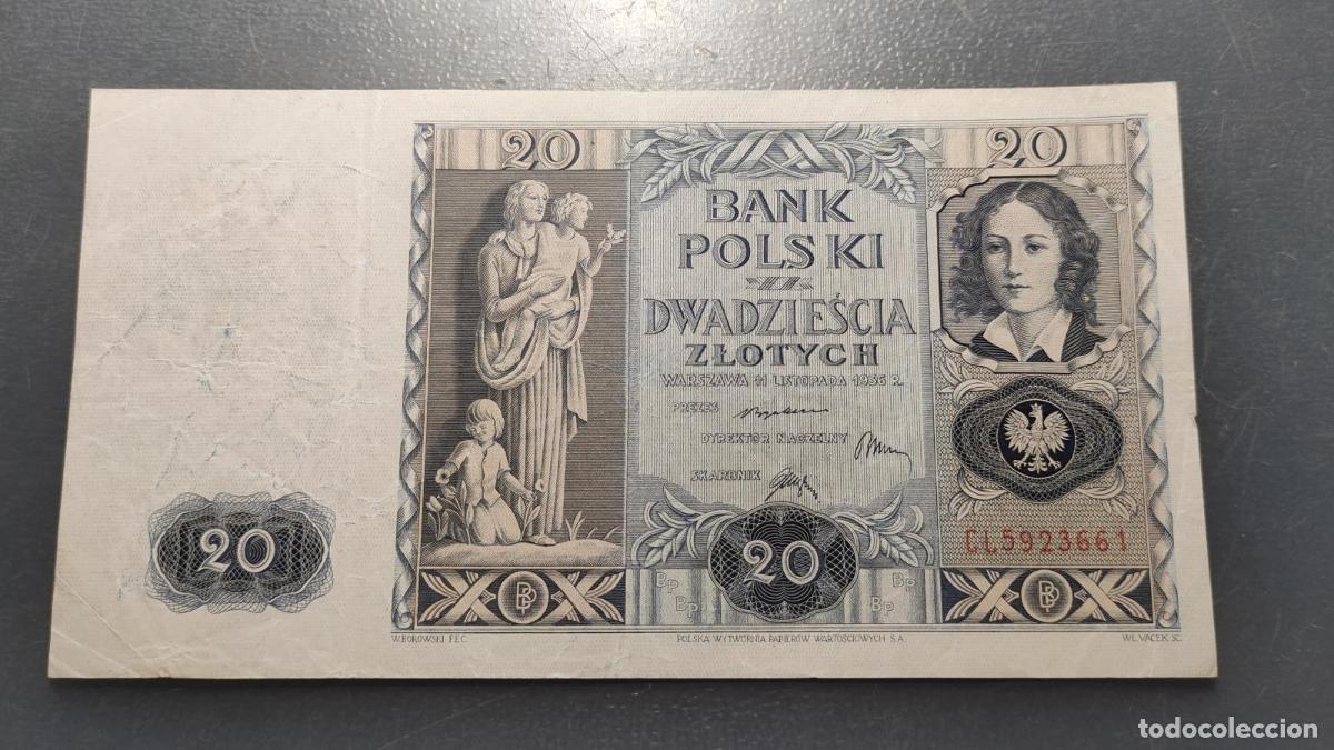 Billetes extranjeros: POLONIA POLAND 20 ZLOTYCH 1936 P-77 MBC-