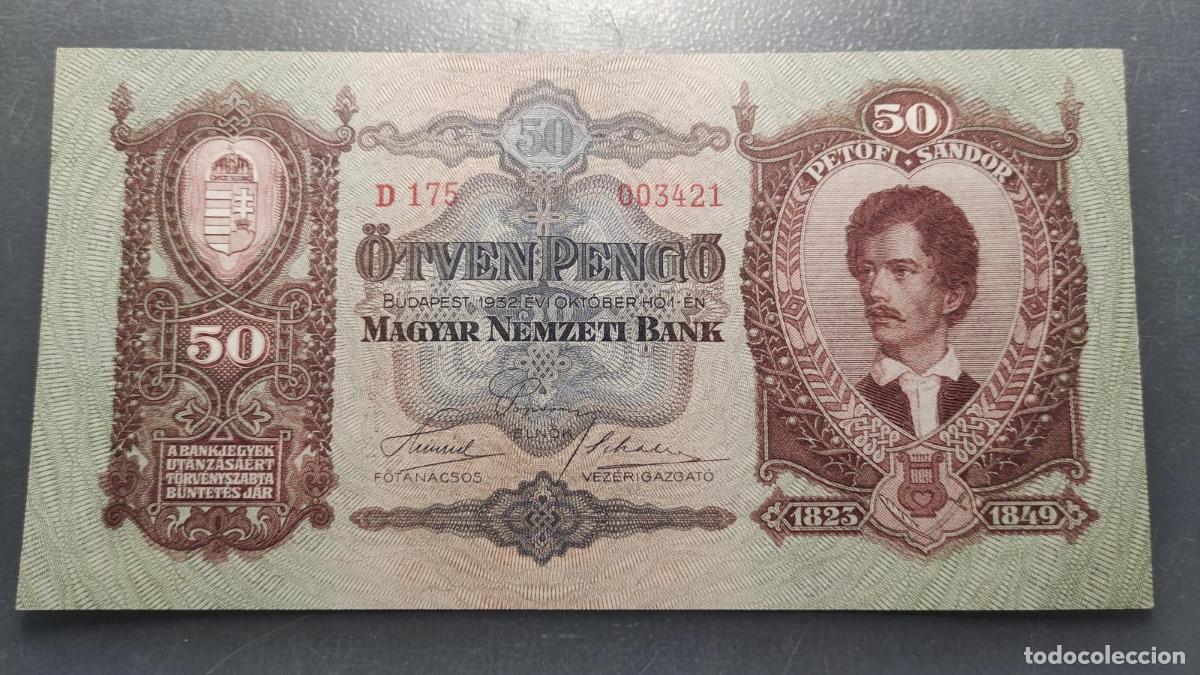 Billetes extranjeros: HUNGRIA HUNGARY 50 PENGO 1932 P-99 SC-/SC