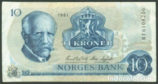 Billetes extranjeros: NORUEGA (NORWAY). 10 kroner 1981. Pick 36c.