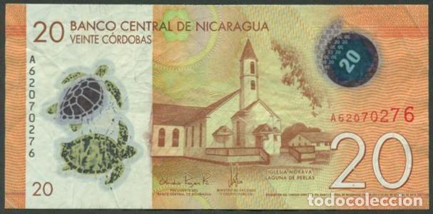 Billetes extranjeros: NICARAGUA. 20 cordobas D. 2019.