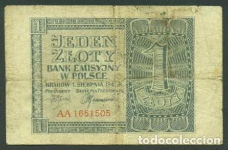 Billetes extranjeros: POLONIA. 1 zloty 1941. Pick 99.