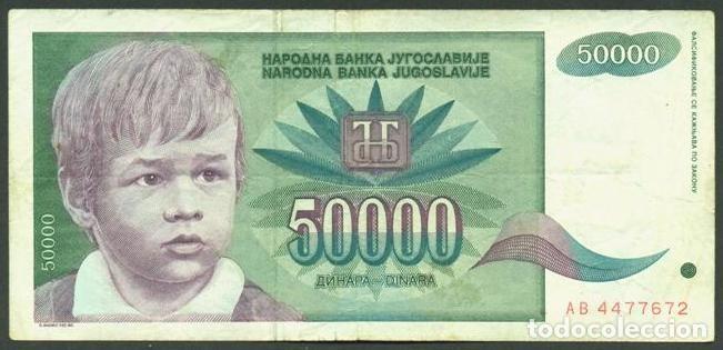 Billetes extranjeros: YUGOSLAVIA. 50000 dinara 1992.