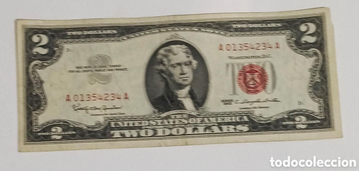 Billetes extranjeros: Billete 2 dolares estados unidos 1953 serie AA
