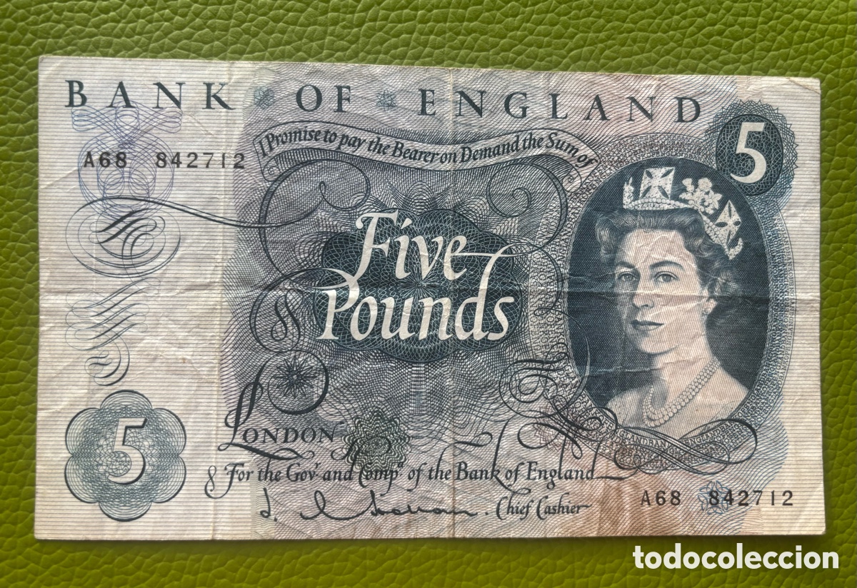 Billetes extranjeros: GRAN BRETA&Ntilde;A. 5 LIBRAS. FIVE POUNDS. 1963-1966 (JQH). ISABEL II.