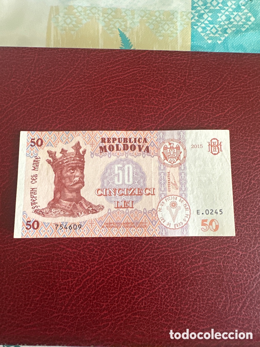Billetes extranjeros: Billete de Moldavia de 50 le&iacute; a&ntilde;o 2015