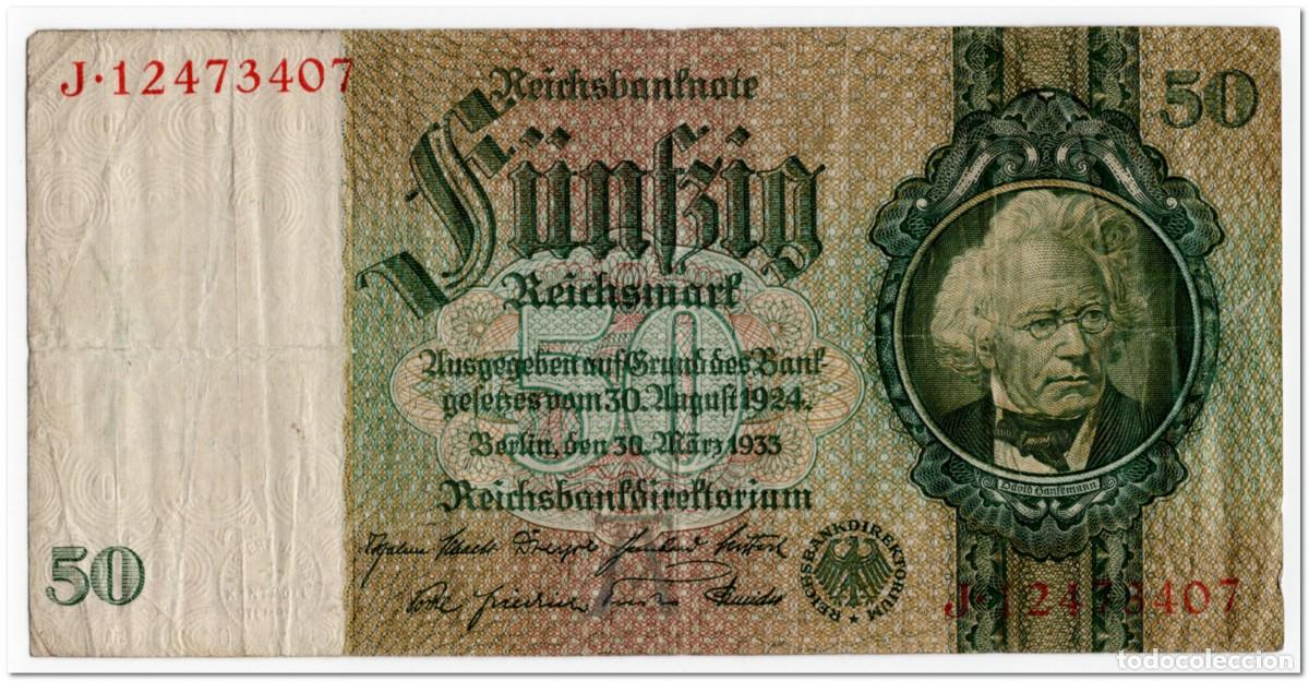Billetes extranjeros: GERMANY,50 REICHSMARK,1933,P.182,F