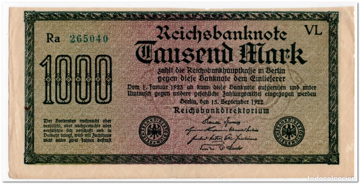 Billetes extranjeros: GERMANY,1 000 MARK,1922,P.76e,XF