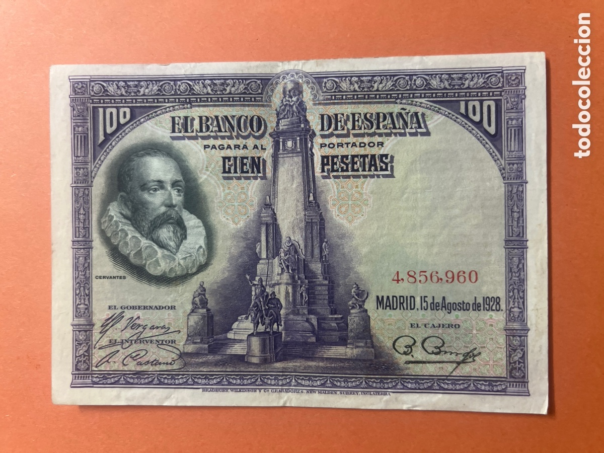 Billetes extranjeros: 189B. BILLETE - Espa&ntilde;a 100 Pesetas Cervantes 1928