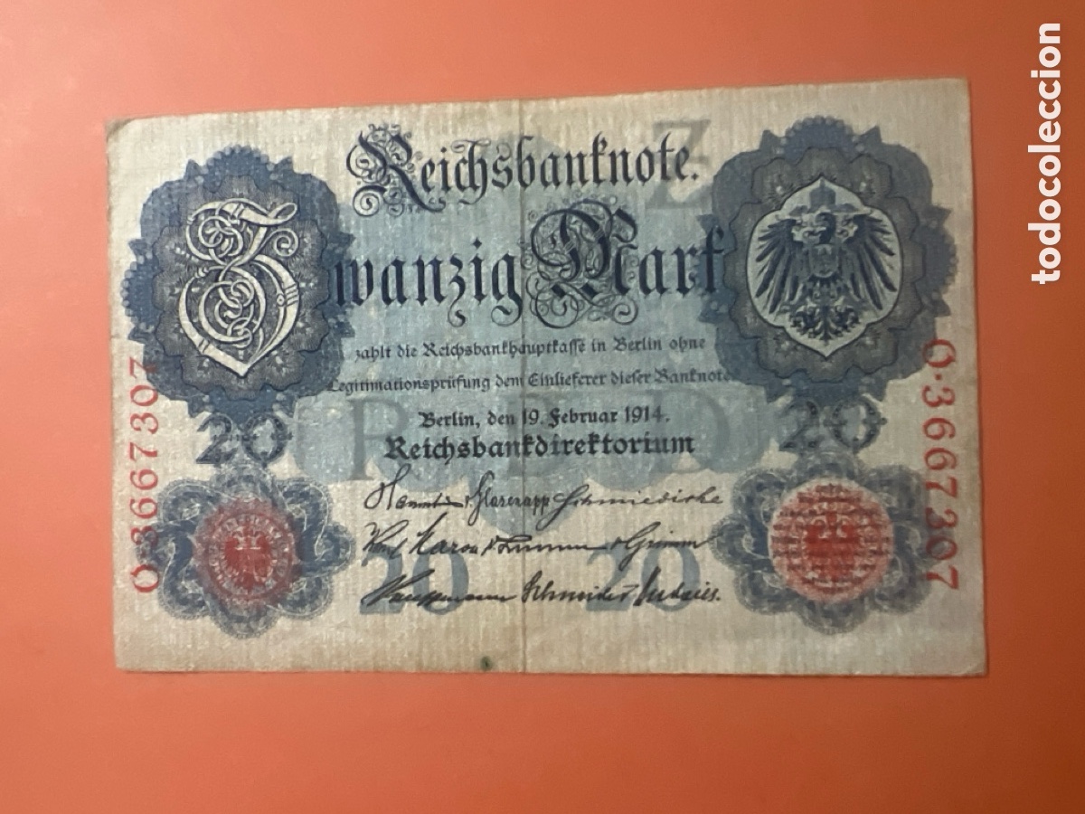 Billetes extranjeros: B201. Billete ALEMANIA 20 Marcos 1914. Mark