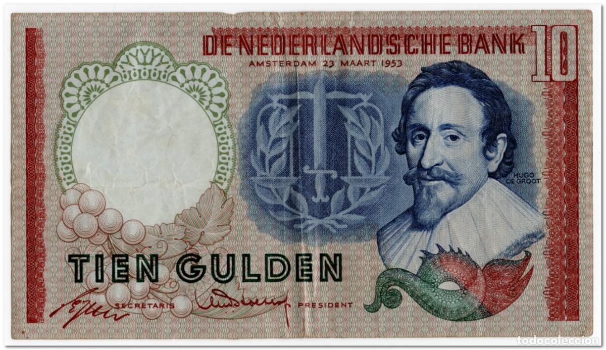 Billetes extranjeros: NETHERLANDS,10 GULDEN,1953,P.85,aVF