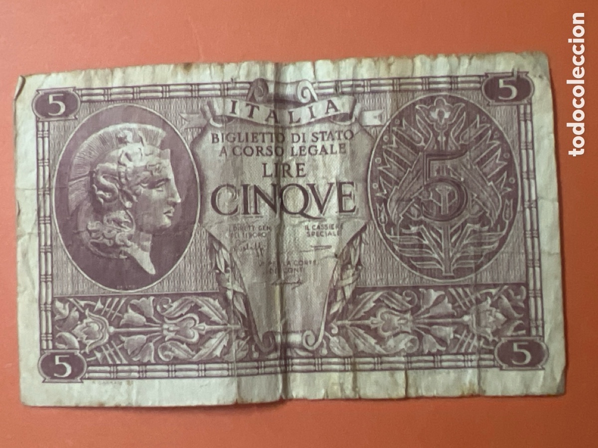 Billetes extranjeros: HB7. BILLETE DE 5 LIRAS ITALIA - CINQVE LIRE