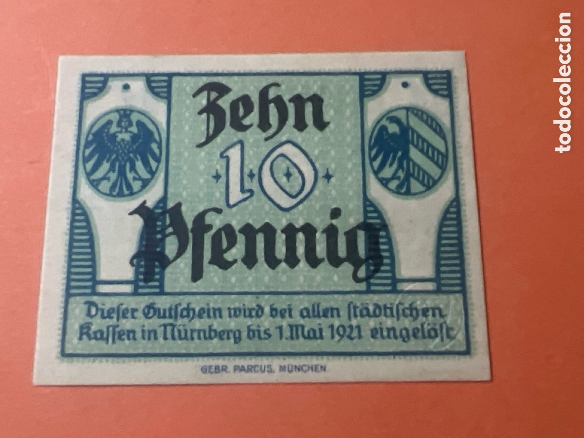 Billetes extranjeros: HB12. BILLETE - ALEMANIA - 10 BEHN Pfennig - 1921