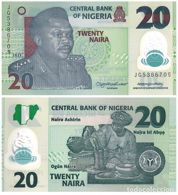 Billetes extranjeros: Billete Nigeria 20 Naira 2025 UNC Pick 34