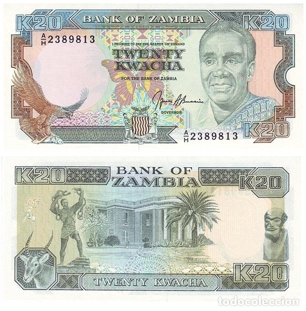 Billetes extranjeros: Billete Zambia 20 Kwacha (1989-1991) UNC Pick 32b