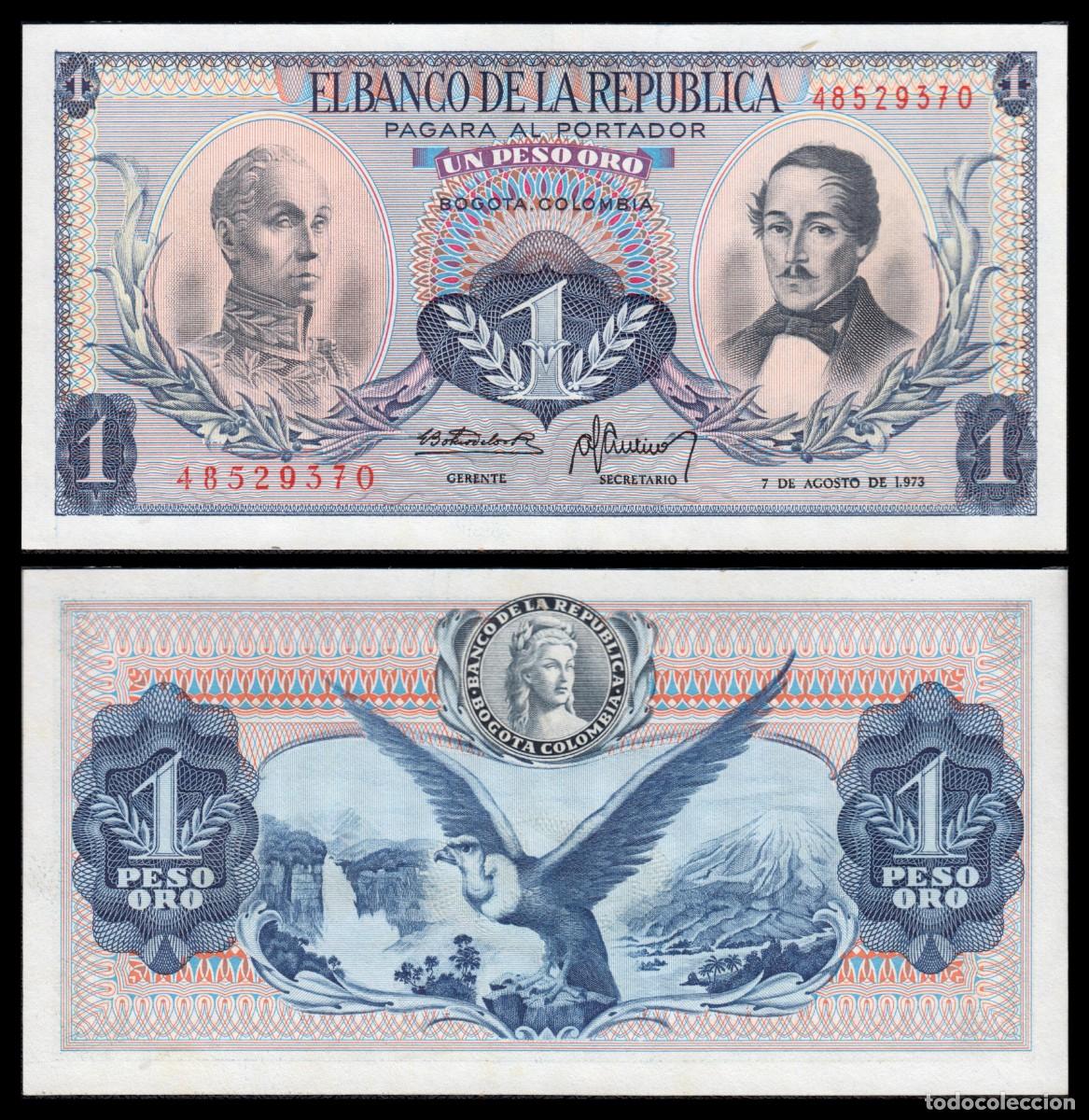 Billetes extranjeros: Colombia 1 Peso 7-8-1973 Pick 404e(5) SC