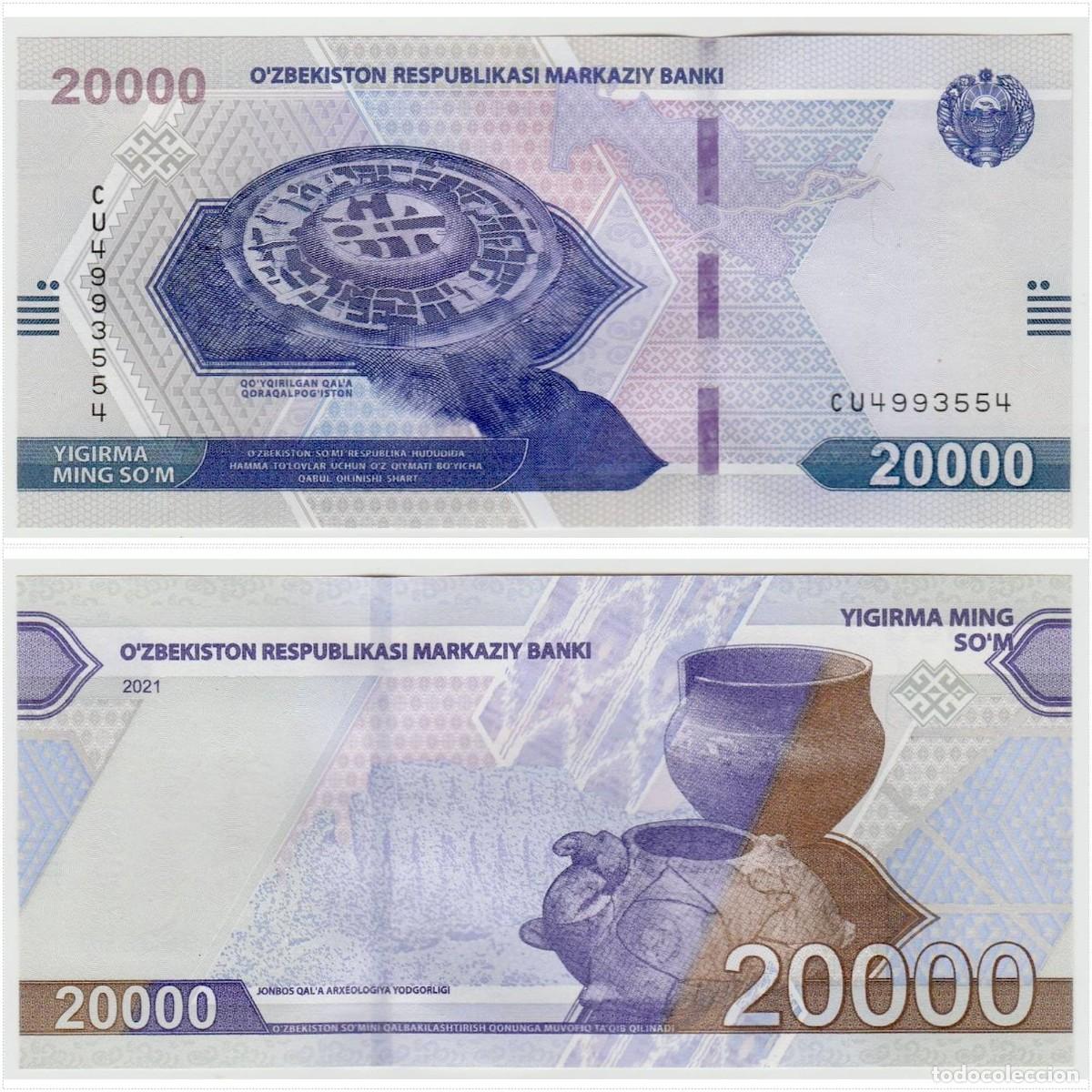 Billetes extranjeros: Uzbekistan 20000 Som 2021 n/s CU4993554 Sin Circular (el billete de la foto)