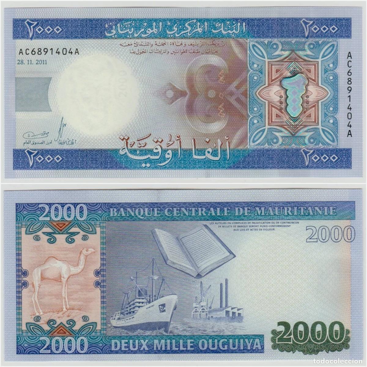Billetes extranjeros: Mauritania 2000 Ouguiya 2011 n/s AC6891404A Sin Circular (el billete de la foto)