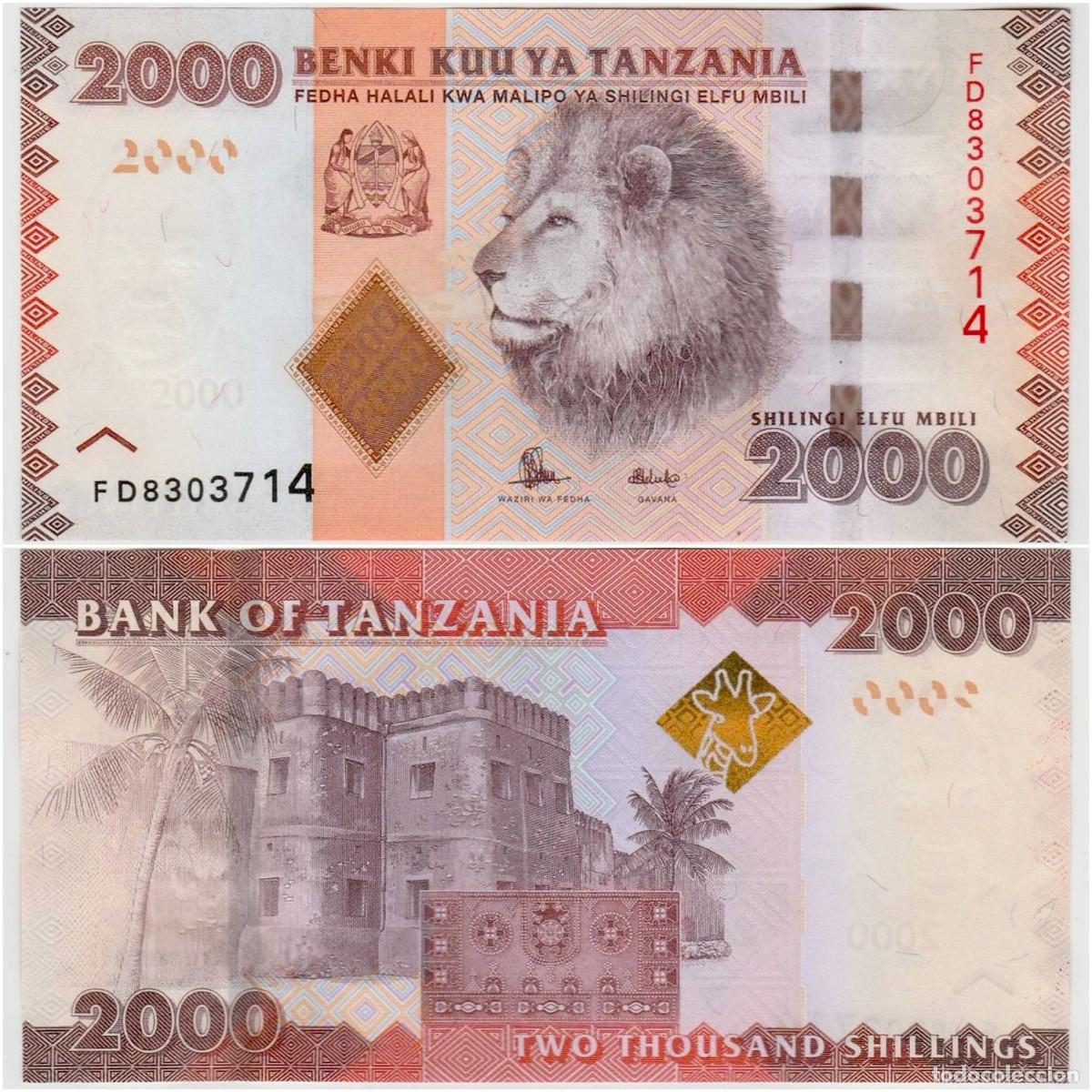 Billetes extranjeros: Tanzania 2000 Chelines 2010 n/s FD8303714 Sin Circular (el billete de la foto)