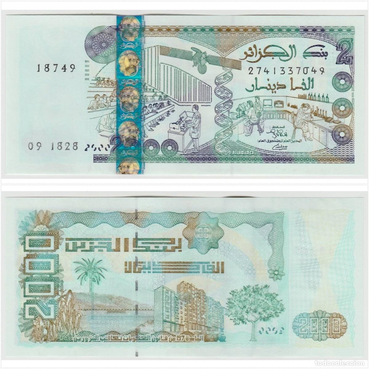 Billetes extranjeros: Argelia 2000 Dinares 2011 n/s 2741337049 Sin Circular (el billete de la foto)