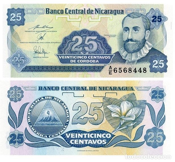 Billetes extranjeros: Billete Nicaragua 25 Centavos de C&oacute;rdoba 1991 UNC Pick 170a