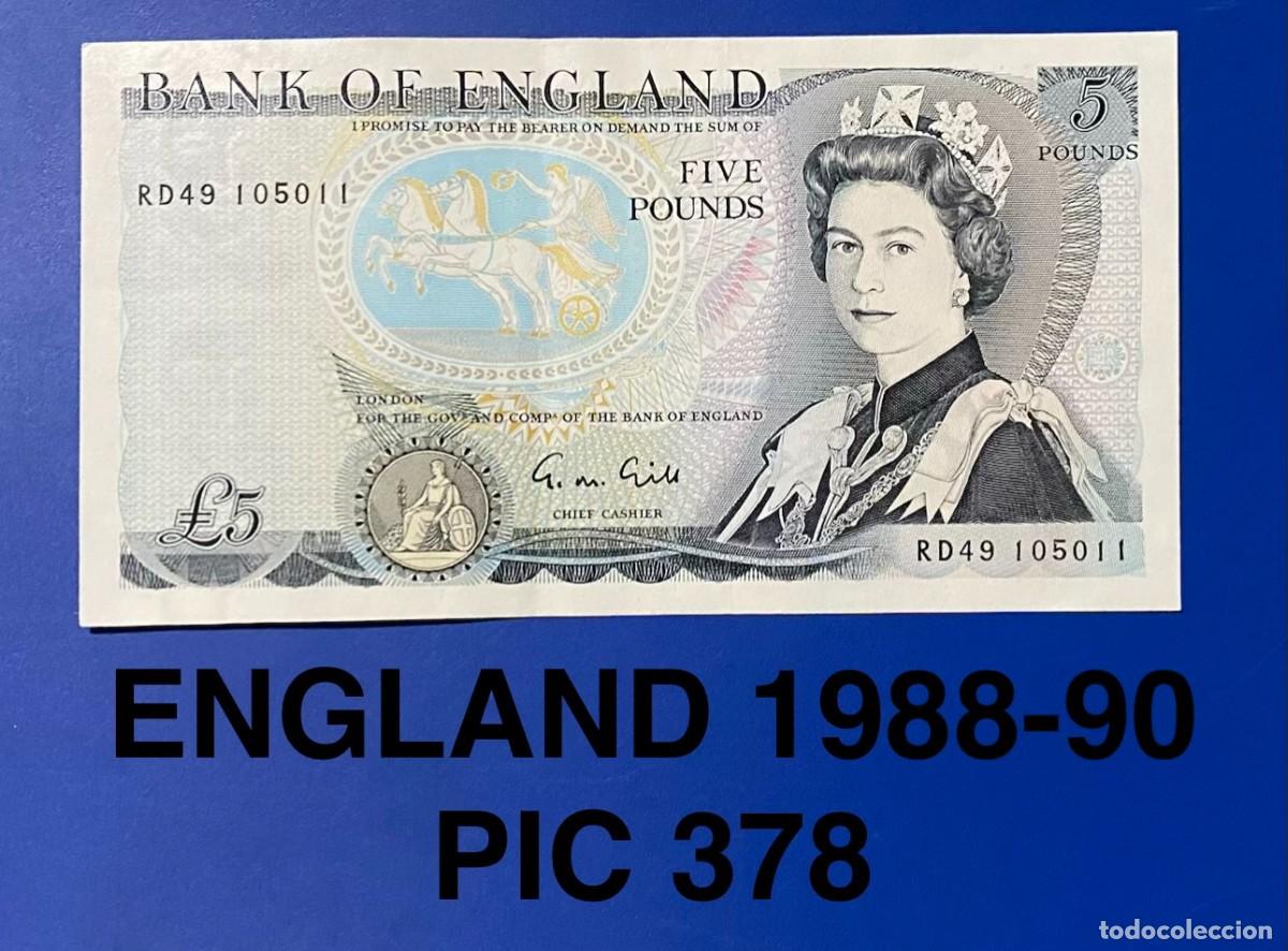 Billetes extranjeros: INGLATERRA 5 LIBRAS 1988 - 1990