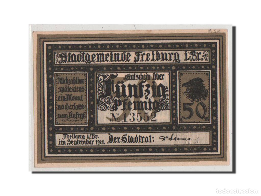 Billetes extranjeros: [#353296] Billete, Alemania, Freiburg i. Br. Stadt, 50 Pfennig, 1921, 1921-09-01, SC+