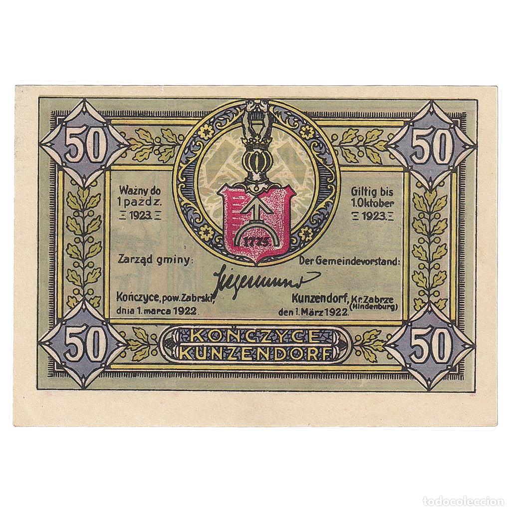 Billetes extranjeros: [#287148] Billete, Alemania, Kunzendorf, 50 Pfennig, Blason 1923-10-01, SC Mehl:750.1a