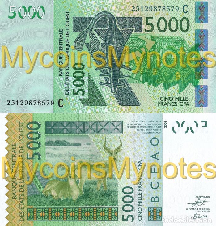 Billetes extranjeros: WEST AFRICAN STATES, BURKINA FASO, 5000, 2025, Code C, (Not yet in catalog), New signature, UNC