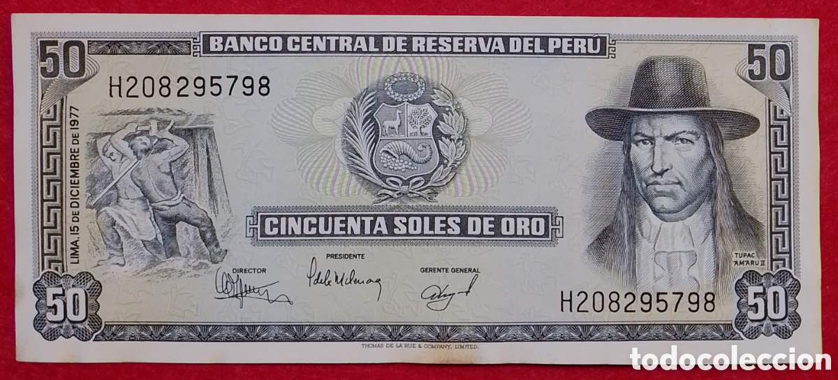 Billetes extranjeros: Billete de Per&uacute; 50 soles de oro Pick P#113 1977 s/c