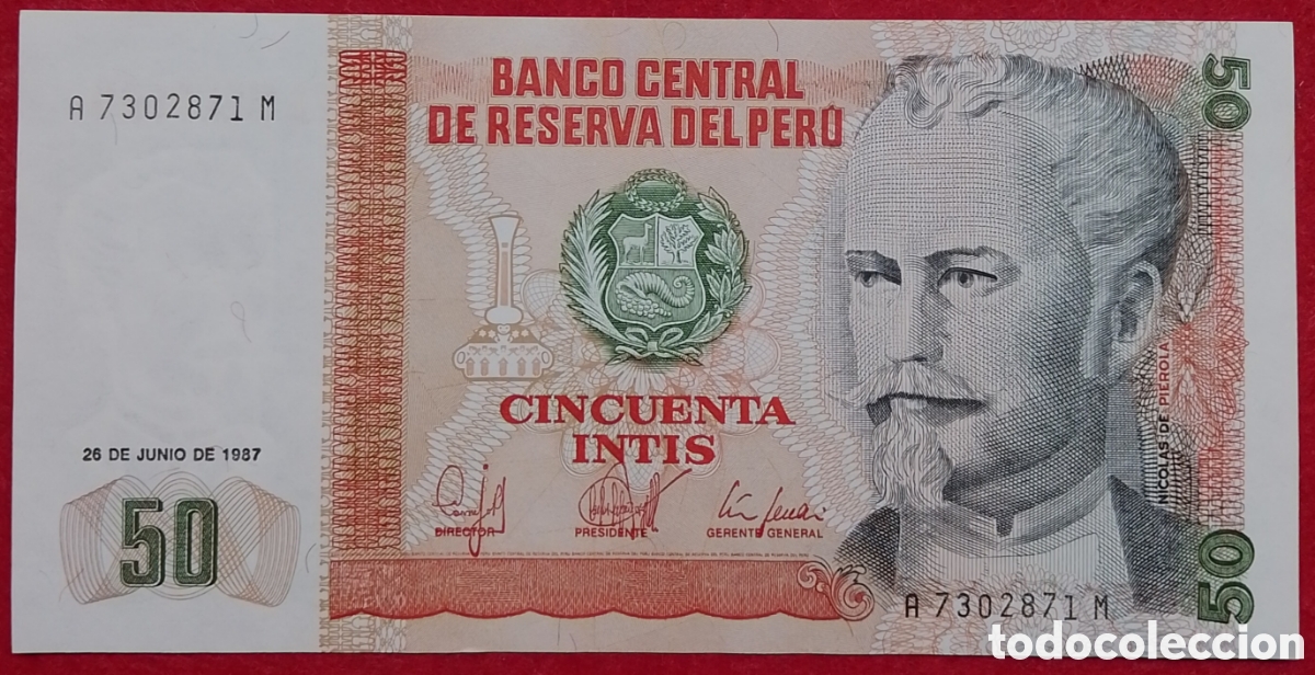 Billetes extranjeros: Billete de Per&uacute; 50 Intis Pick P#131b 1987 s/c