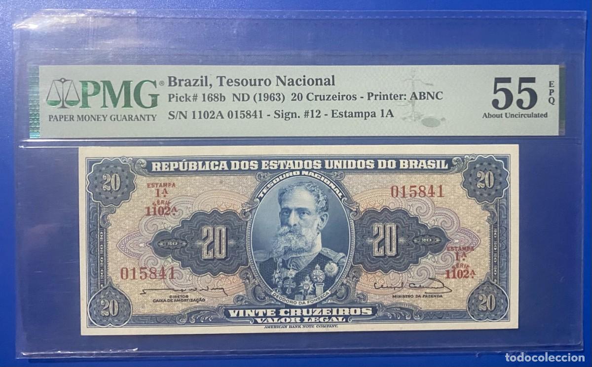 Billetes extranjeros: BRASIL 20 CRUZEIROS 1963