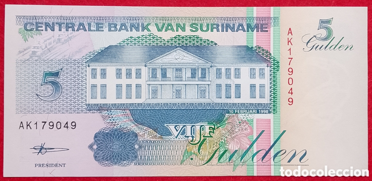 Billetes extranjeros: Billete de Suriname 5 gulden Pick variante P#136b 1998 s/c
