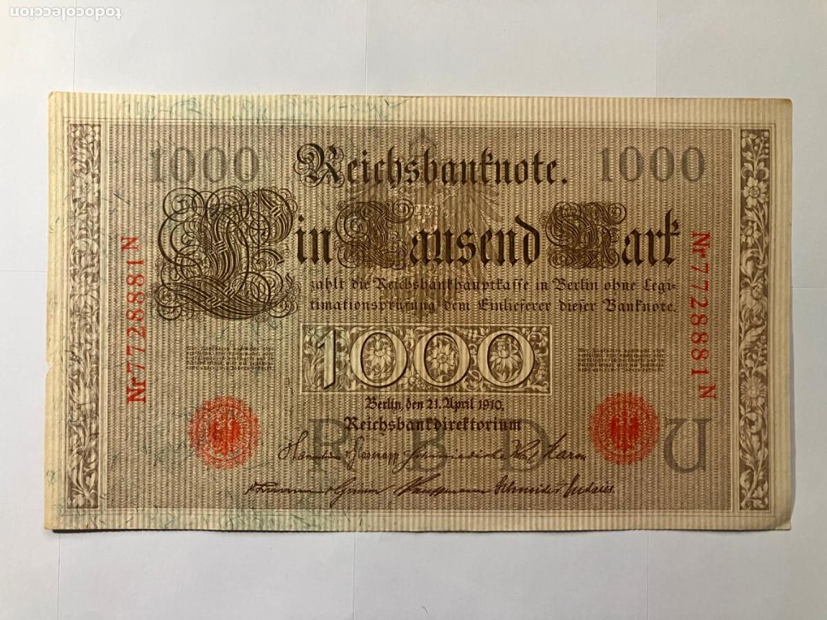 Billetes extranjeros: Billete Alemania 1000 marcos 1910