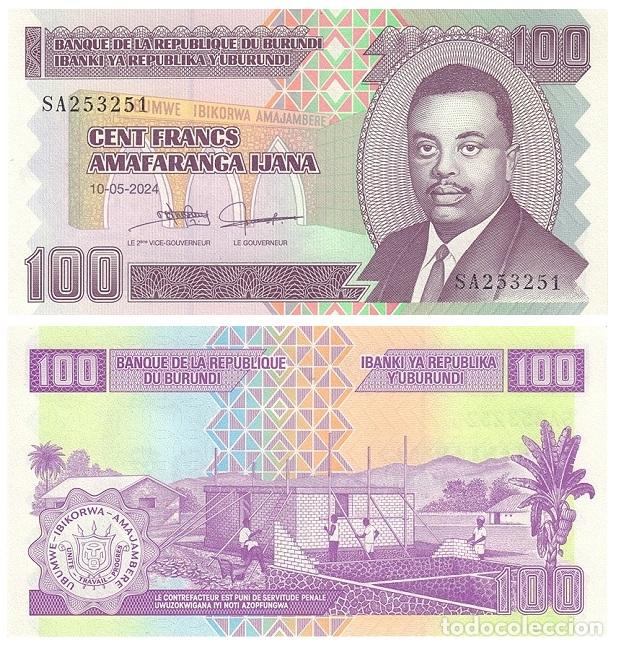 Billetes extranjeros: Billete Burundi 100 Francos 2024 UNC Pick 44c