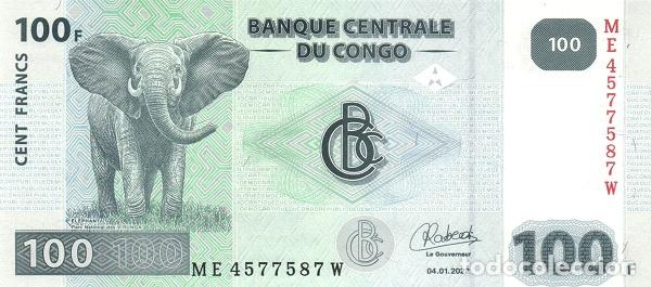 Billetes extranjeros: Billete RD Congo 100 Francos 2022 UNC Pick 98c - Foto 2