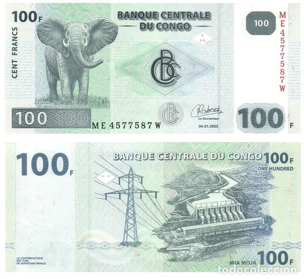 Billetes extranjeros: Billete RD Congo 100 Francos 2022 UNC Pick W98B