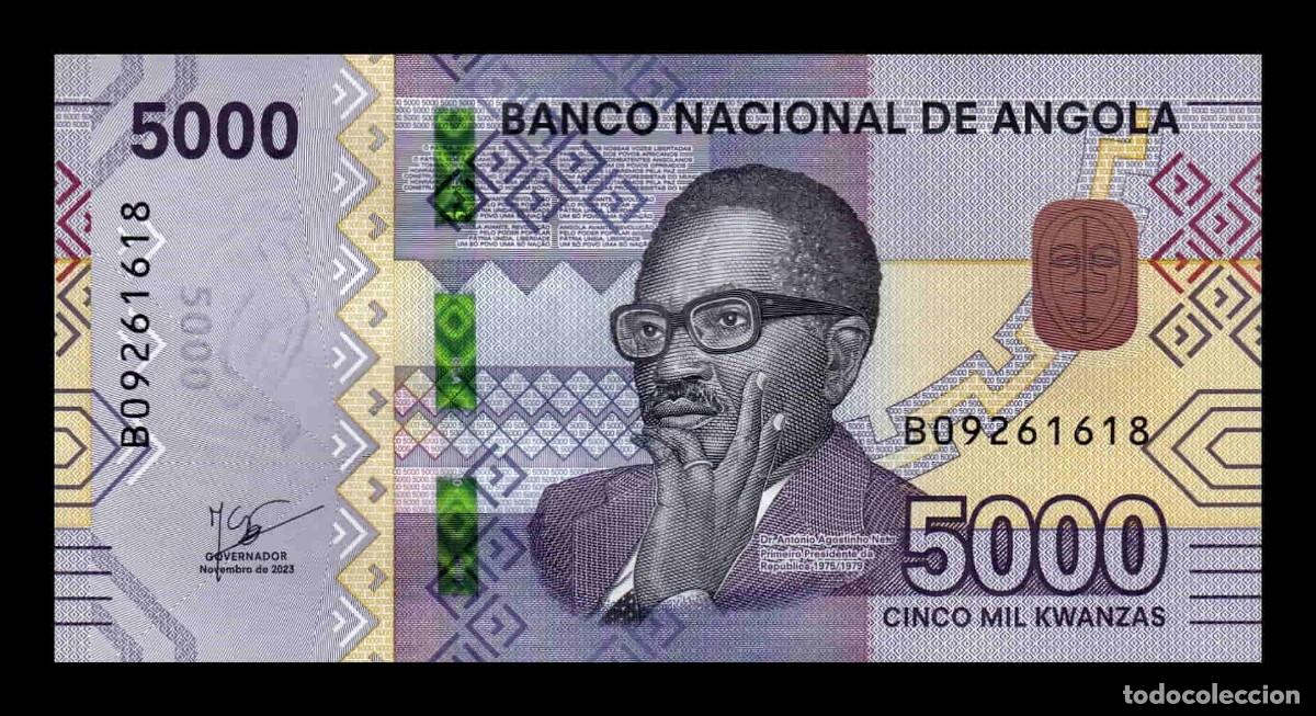 Billetes extranjeros: Angola 5000 Kwanzas Ant&oacute;nio Agostinho 2023 Pick 164b Sc Unc