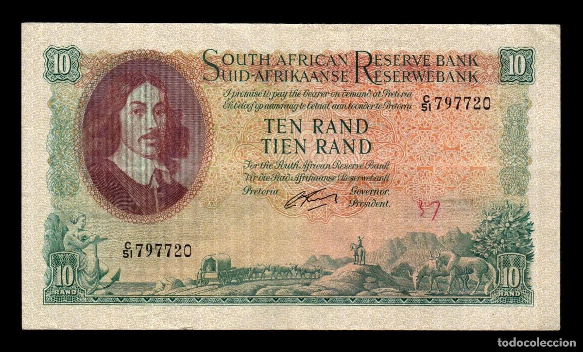 Billetes extranjeros: Sud&aacute;frica 10 Rand Bartholomeus Vermuyden 1962 Pick 106b Bc/Mbc F/Vf