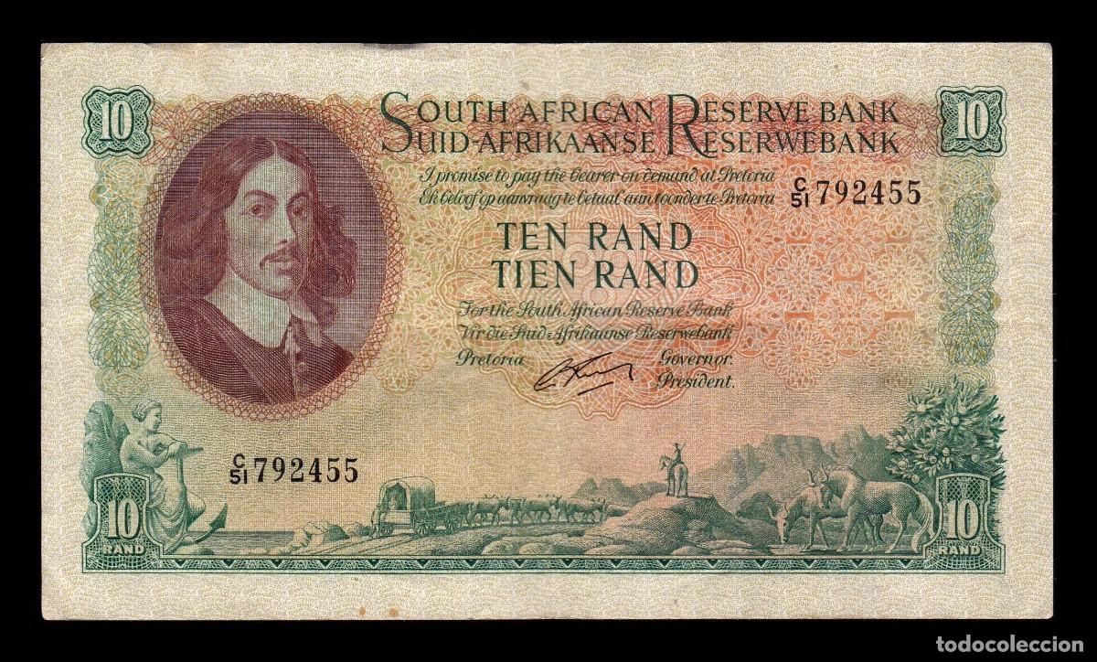 Billetes extranjeros: Sud&aacute;frica 10 Rand Bartholomeus Vermuyden 1962 Pick 106b Bc/Mbc F/Vf