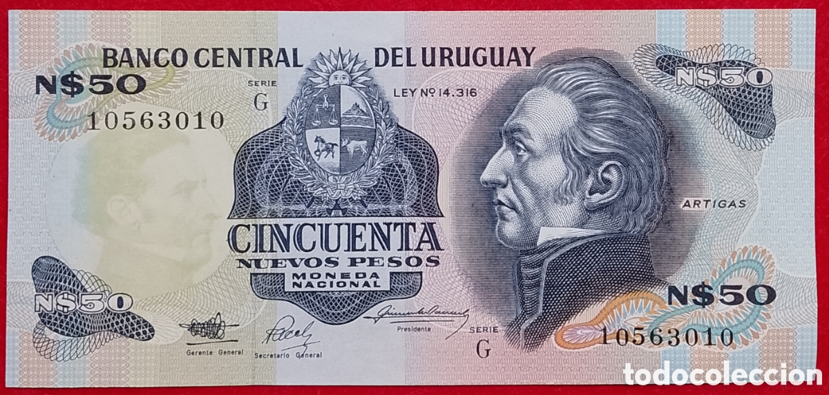 Billetes extranjeros: Billete de Uruguay 50 nuevos pesos Pick P#61A 1989 s/c
