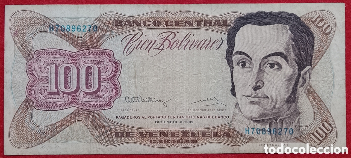 International Banknotes: Billete de Venezuela 100 Bol&iacute;vares Pick P#66e 1992