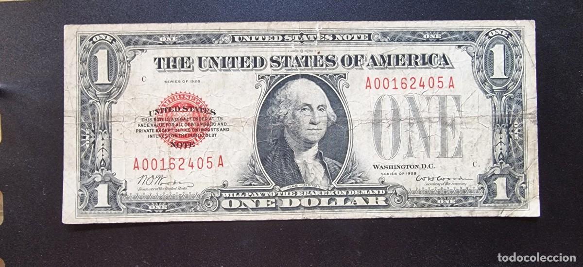 Billetes extranjeros: ESTADOS UNIDOS USA SELLO ROJO RARO |SOLO ACEPTO PAYPAL| BILLETE $ 1 DOLAR 1928 LEER DESCRIPCION