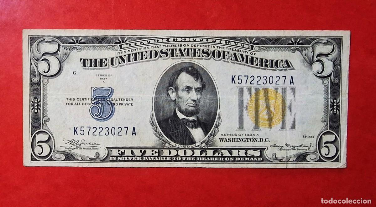 Billetes extranjeros: ESTADOS UNIDOS USA NORTH AFRICA WWII |SOLO ACEPTO PAYPAL| BILLETE $ 5 DOLARES 1934 LEER DESCRIPCION