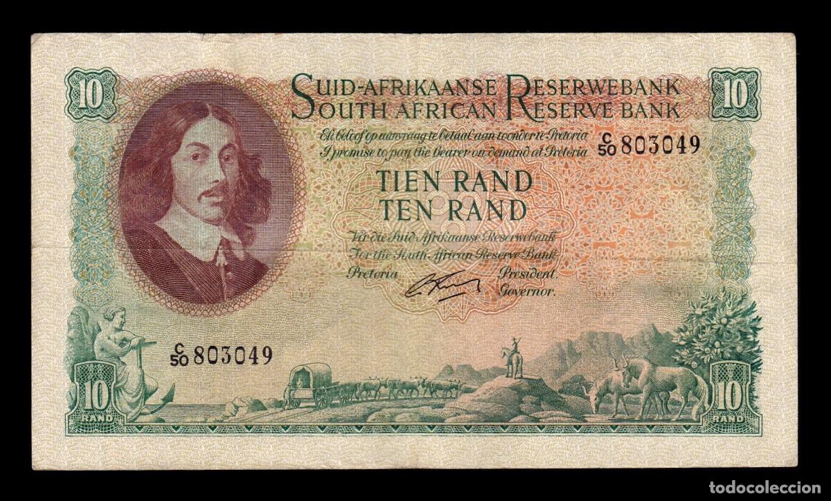 Billetes extranjeros: Sud&aacute;frica 10 Rand Bartholomeus Vermuyden 1962 Pick 107b Bc/Mbc F/Vf
