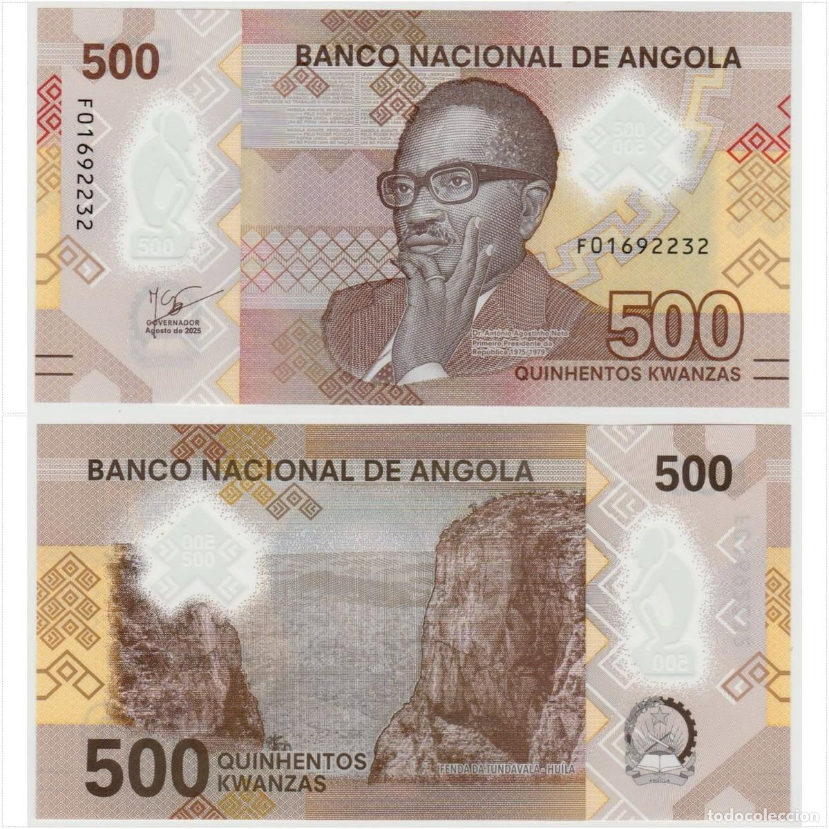 Billetes extranjeros: Angola 500 Kwanzas 2025 Pol&iacute;mero Sin Circular